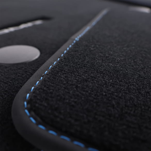 AMG Veloursmatten Fußmatten G-Klasse W465 schwarz tikkiblau 4-teilig Original Mercedes-Benz | A4656806301 5F06