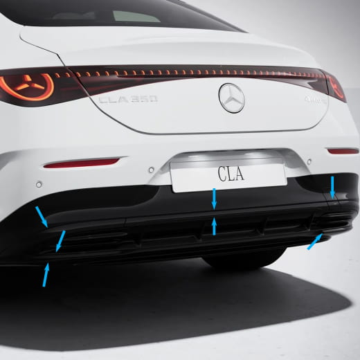 Moulures de pare-choc arrière CLA C178 pack nuit Mercedes-Benz d'origine | A1748854302/4402/3802/7802-C178