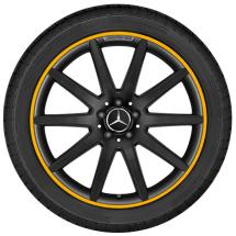 AMG 20 inch velgenset GLA X156 zwart met gele velgrand Orig. | A15640104029Y43-YNE