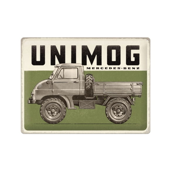 Blikplaat Vintage Unimog 30x40 cm Origineel Mercedes-Benz