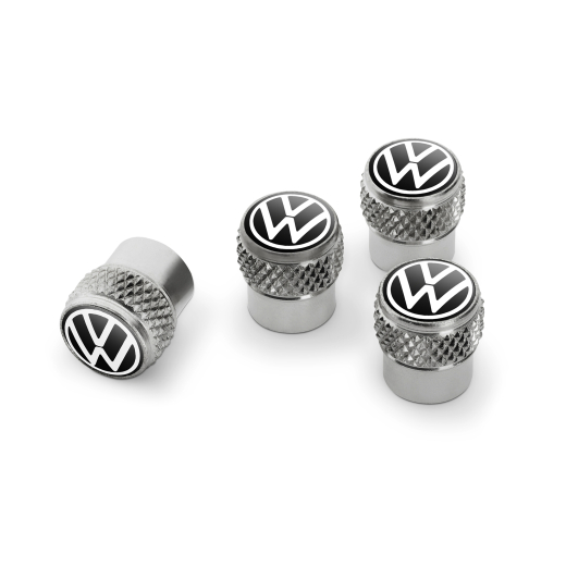 Bouchons de valve logo VW, lot de 4, argent, valves en aluminium | 000071215E