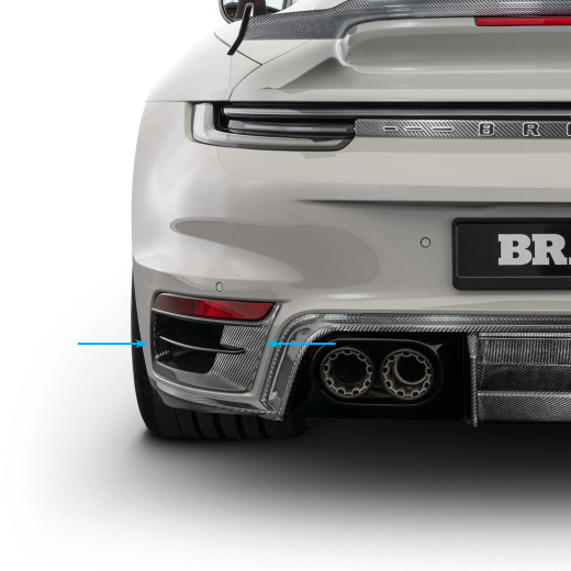 Inserts de pare-chocs arrière BRABUS Porsche 911 Turbo S carbone brillant | 902-410-10