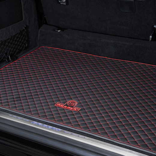 Alfombrilla de maletero BRABUS de cuero auténtico negro rojo Clase G W463A | 464-872-00-EL-SR