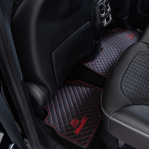 Tapis de sol BRABUS en cuir véritable noir rouge, lot de 5 pièces | 464-871-00-EL-SR