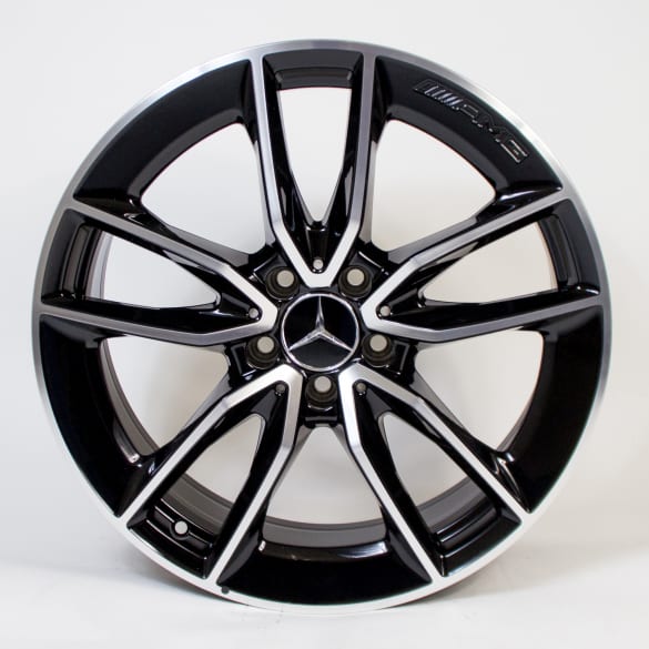 C43 AMG 19 inch velgenset C-Klasse 205 5-dubbele spaken zwart origineel Mercedes-Benz