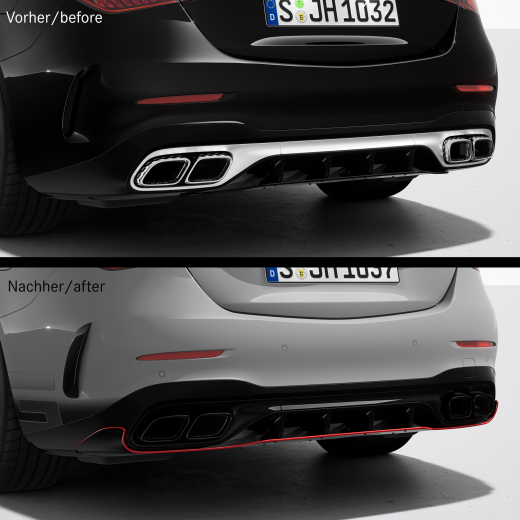 Baguette arrière C 63 SE noire Night Package Original Mercedes-Benz | C63SE-Heckzierleiste-schwarz