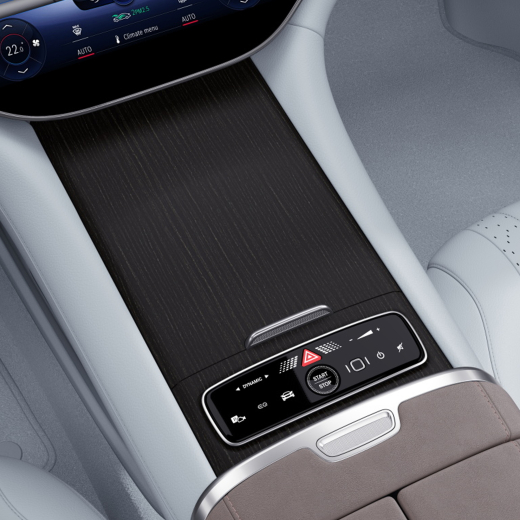 Console centrale AMG en bois de tilleul anthracite EQS V297 Original Mercedes-AMG | EQS-linde-line-Mittelkonsole