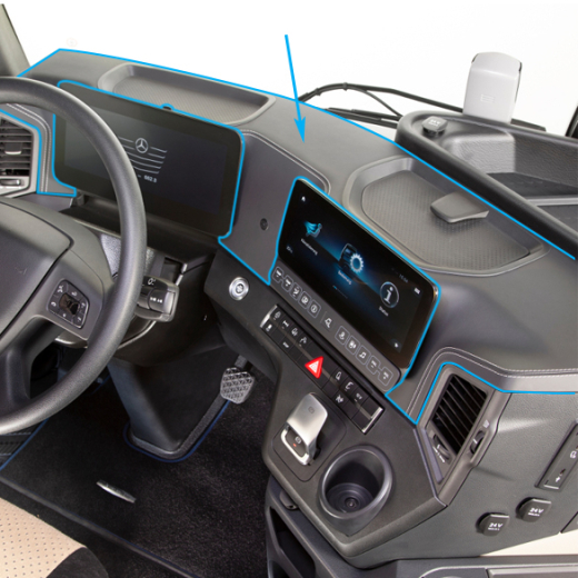 Salpicadero forrado en cuero Actros 5 retrofit original Mercedes-Benz | Actros5-Cockpit