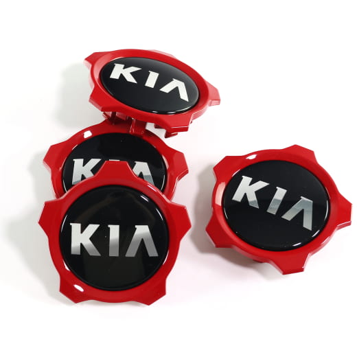 Tapacubos juego negro brillante con borde rojo para llantas GT original Kia | 52960M6500-Set