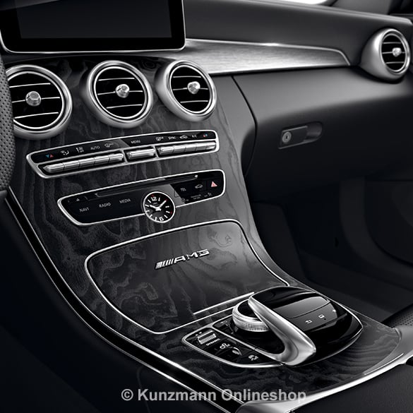 Decorative element center console C-Class W205 wood ash black genuine Mercedes-Benz