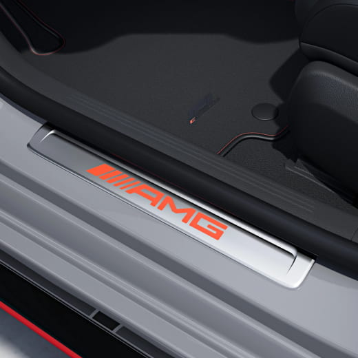 AMG cubiertas intercambiables estriberas plata/rojo Clase E W214 Berlina | S214-Wechselcover-silber/rot