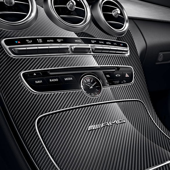 Decorative element center console C-Class W205 AMG carbon high gloss genuine Mercedes-Benz