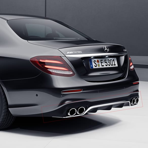 E 53 AMG Heck Diffusor E-Klasse W213 Limousine Auspuffblenden vierflutig Original Mercedes-Benz