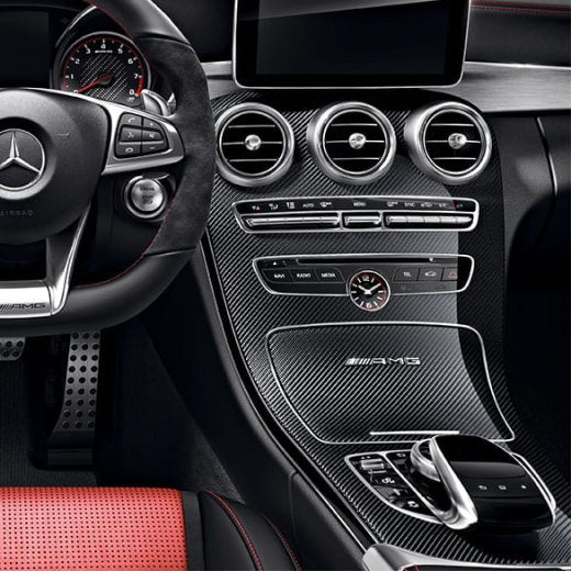 Elemento decorativo console centrale Classe C W205 carbonio lucido originale Mercedes-Benz | A2056803801