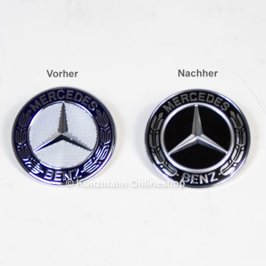 Emblema frontal con estrella para capó negro brillante Original Mercedes-Benz | Stern-Emblem-schwarz-3