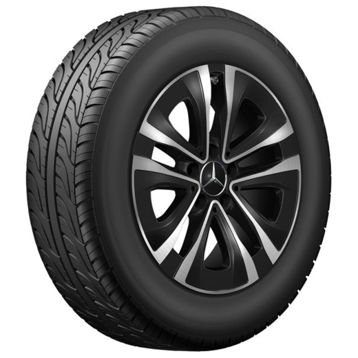 Jeu de jantes 17 pouces GLA H247 à 5 branches Aero noir d'origine | A1774012900 7X23-H247