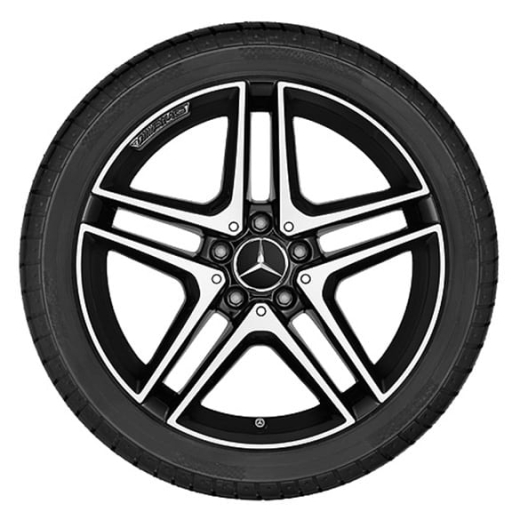 Juego de llantas AMG de 18 pulgadas, 5 radios dobles, negro, CLA C117, original Mercedes-Benz | A17640100007X23-Satz-AMG
