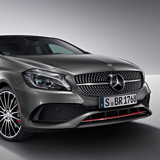 A 250 Sport facelift front grill with red trim A-Class W176 original Mercedes-Benz | W176facelift-Gitter-250