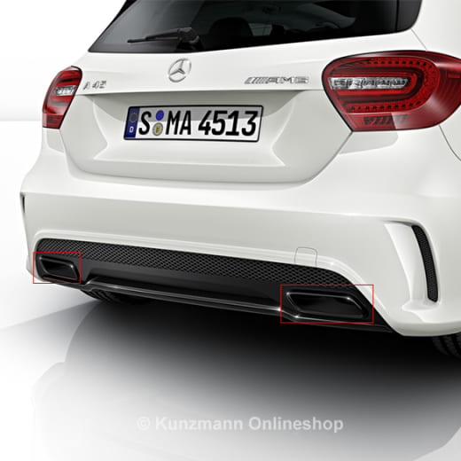 Colas de escape A45 AMG | Clase A W176 | AMG Night-Paket | original Mercedes-Benz | W176-AMG-Night-Blenden