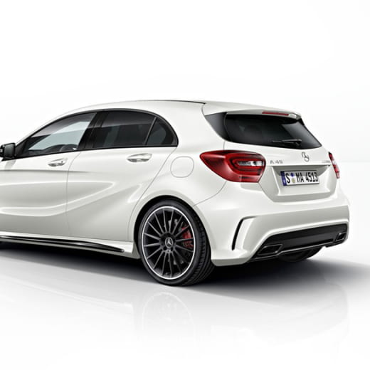 Colas de escape A45 AMG | Clase A W176 | AMG Night-Paket | original Mercedes-Benz | W176-AMG-Night-Blenden