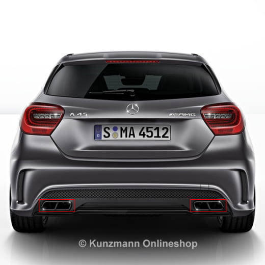 Tubos de escape A45 AMG Performance | Clase A W176 | AMG Night Package | Original Mercedes-Benz | W176-AMG-Night-PF-Blenden
