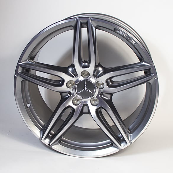 AMG 18 inch aluminium rims 5-twin-spokes titanium grey A-Class W176 original Mercedes-Benz