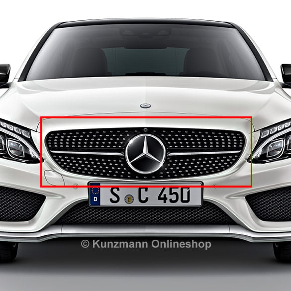 KÜHLERGRILL KOMPATIBEL MIT MERCEDES-BENZ C-KLASSE W205 FACELIFT SCHWARZ MIT  CHROM