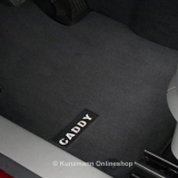 Tappetini auto in velours originali Volkswagen VW Caddy Premium con scritta anteriori neri