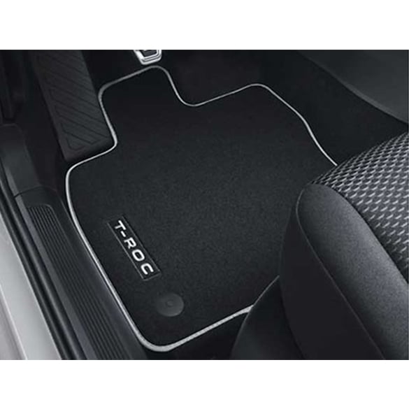 Velour floor mats set front and rear black 4 pieces T-Roc genuine Volkswagen