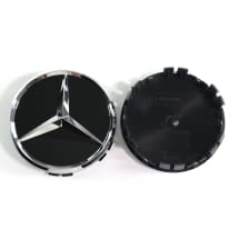 Nabendeckel Satz 75mm Schwarz mit Chromstern Original Mercedes-Benz  | A0004002700 9040