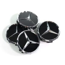 Nabendeckel Satz 75mm Schwarz mit Chromstern Original Mercedes-Benz  | A0004002700 9040