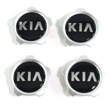 Nabendeckel Satz Schwarz glänzend mit silbernem Rand Original KIA | 52960J7550-Set