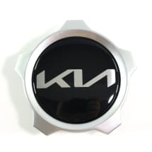 Nabendeckel Satz Schwarz glänzend mit silbernem Rand Original KIA | 52960Q5SS0-Set