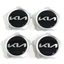 Nabendeckel Satz Schwarz glänzend mit silbernem Rand Original KIA | 52960Q5SS0-Set