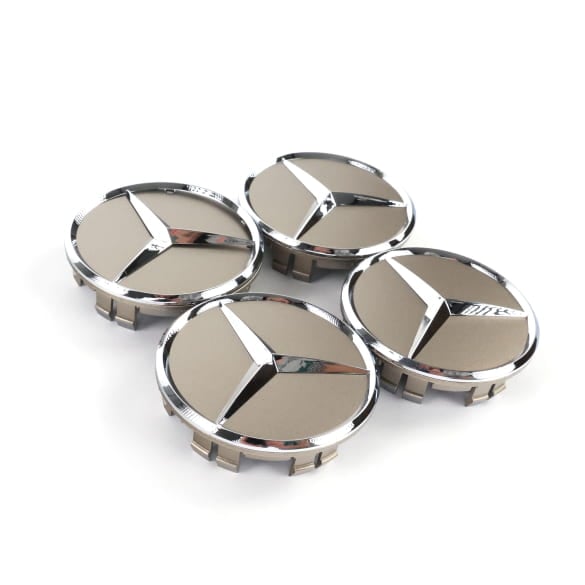 Nabendeckel Satz techgold mit Chromstern Original Mercedes-Benz 66,8 mm | A0004003800 1190-B