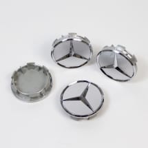 55mm Nabendeckel Original Mercedes-Benz Titansilber mit Chromstern  | A4154002800-Satz