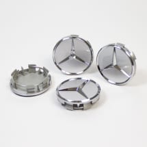 55mm Nabendeckel Original Mercedes-Benz Titansilber mit Chromstern  | A4154002800-Satz