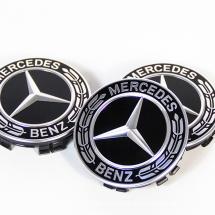 Wheel hub cab star with laurel weath black genuine Mercedes-Benz | A22240022009040-B