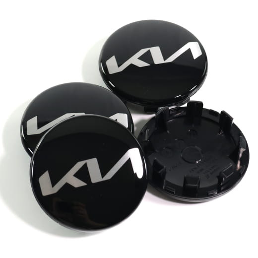 Hub cap set glossy black 47mm new logo genuine KIA | 52960Q2100-Set