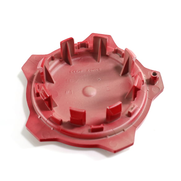 Hub cap set glossy black with red rim for GT wheels genuine KIA | 52960M6500-Set