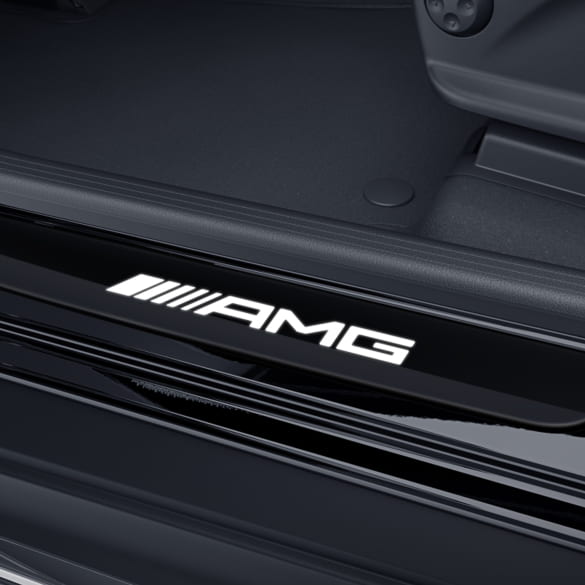 AMG Einstiegsleisten schwarz/weiß beleuchtet CLS C257 AMG GT 4-Türer X290 Original Mercedes-AMG