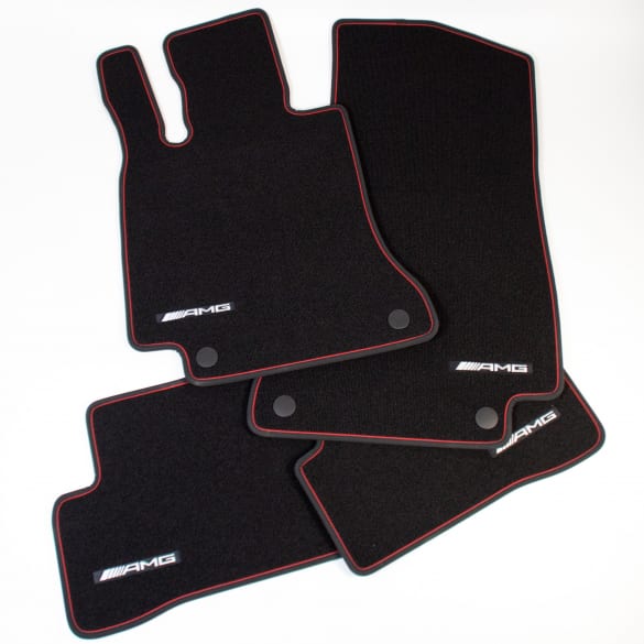 C 43 AMG floor mats set C-Class 205 sedan & station wagon Genuine Mercedes-Benz red cut