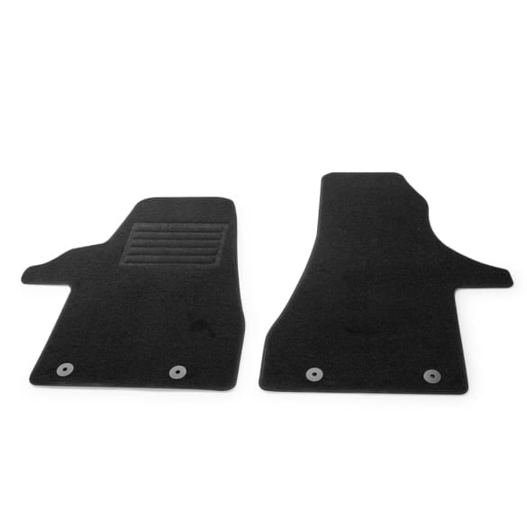 Textile floor mats Plus 2-piece set front velour black VW T6.1 Genuine Volkswagen