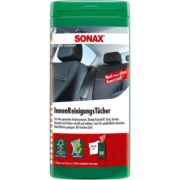 SONAX interior cleaning cloths box wet wipes 25 pieces 04122000