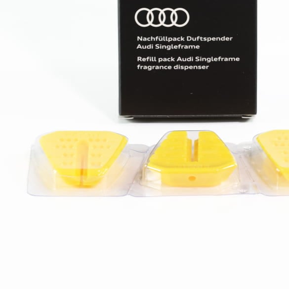 Refill pack fragrance dispenser single frame yellow invigorating three fragrance sticks Genuine Audi