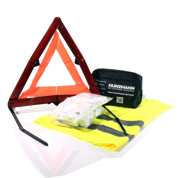 compact vehicle first aid bag 3-in-1 emergency set warning triangle+first aid bag+saftey vest