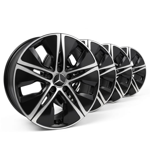 Kit de jantes 18 pouces A-Klasse V177, 5 trous, Aero noir brillant tourné | A1774010500 7X23-V177
