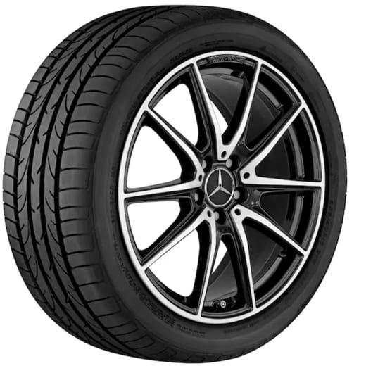 Jantes 19/20 pouces AMG GT C190 R190 à 5 doubles branches noires | A1904011000/0600 7X23