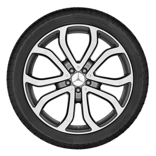 Lot de jantes 19 pouces 5 doubles branches GLE W166 jante d'origine Mercedes-Benz gris Himalaya | A16640111007X21-Satz