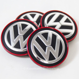 Set de caches moyeu VW GTI chromé rouge Golf 7 VII Volkswagen d'origine